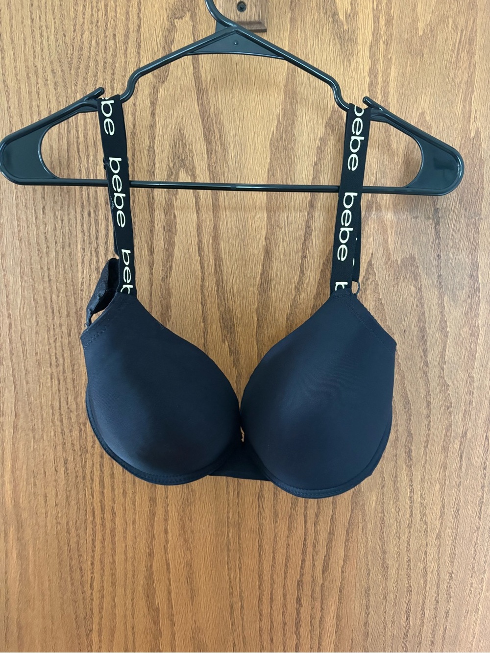 bebe Black Contour Molded T-Shirt Bra with Logo Straps